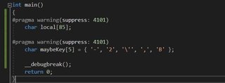 Source code image showing that we've added a variable called maybeKey and given it the values -, 2, ', B, and ,